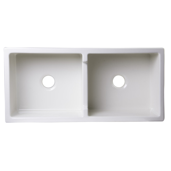 ALFI brand AB3918DB 39" Smooth Thick Wall Fireclay Double Bowl Farm Sink