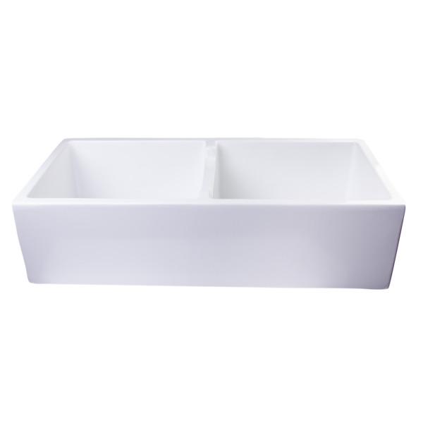 ALFI brand AB3918DB 39" Smooth Thick Wall Fireclay Double Bowl Farm Sink
