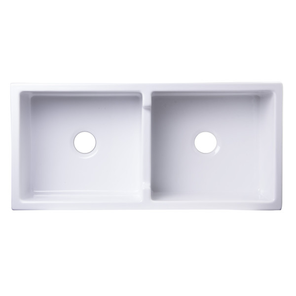ALFI brand AB3918DB 39" Smooth Thick Wall Fireclay Double Bowl Farm Sink