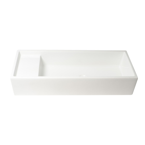 ALFI brand AB39TR 39" White Above Mount Fireclay Bathroom Trough Sink