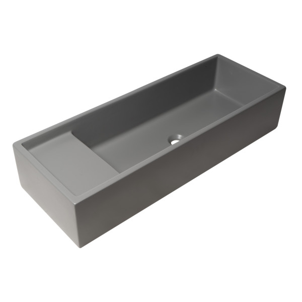 ALFI brand AB39TRGM 39" Grey Matte Above Mount Fireclay Bathroom Trough Sink