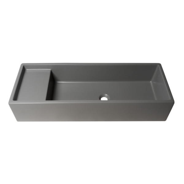ALFI brand AB39TRGM 39" Grey Matte Above Mount Fireclay Bathroom Trough Sink