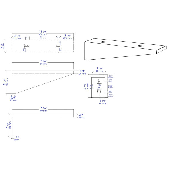 ALFI brand AB4048BR Brackets for Concrete Sink ABCO40R and ABCO48R