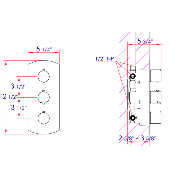 ALFI brand AB4101 Concealed 4-Way Thermostatic Valve Round Shower Mixer