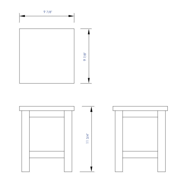 ALFI brand AB4407 10"x10" Square Wooden Bench/Stool Multi-Purpose Accessory