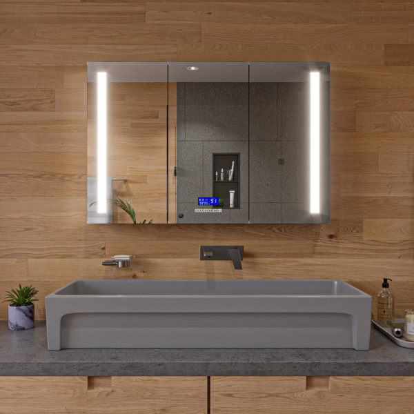 ALFI brand AB48TRGM 48" Grey Matte Above Mount Fireclay Bathroom Trough Sink