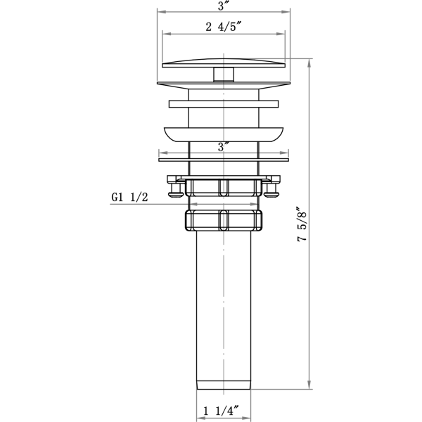 ALFI brand AB5009 Stainless Pop Up Drain for Bathroom Sink w/o Overflow