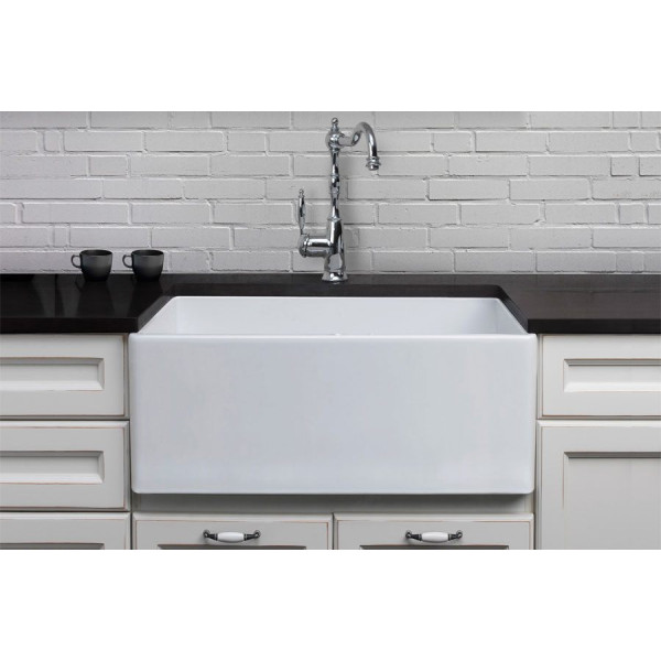 ALFI brand AB505-W White 26 Inch Smooth Fireclay Farmhouse Kitchen Sink