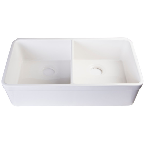 ALFI brand AB512UM-W 32 Inch White Double Bowl Fireclay Undermount Sink