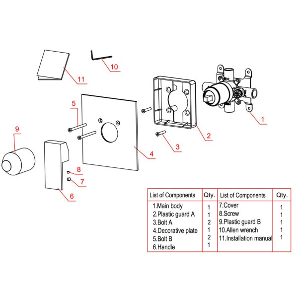 ALFI brand AB5501 Shower Valve with Lever Handle & Flange Polished/Brushed