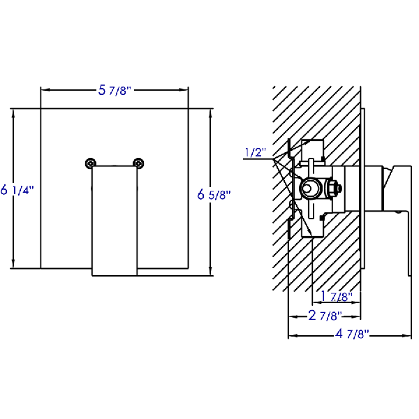 ALFI brand AB5501 Shower Valve with Lever Handle & Flange Polished/Brushed