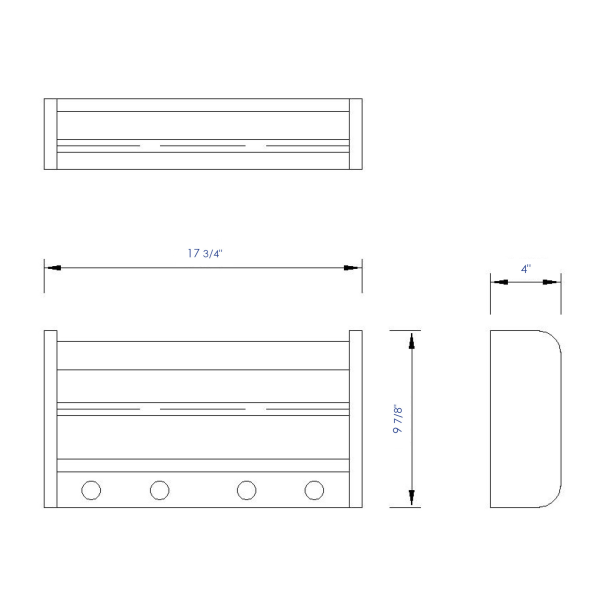 ALFI brand AB5508 18" Wall Mounted Wooden Shelf & Hooks 