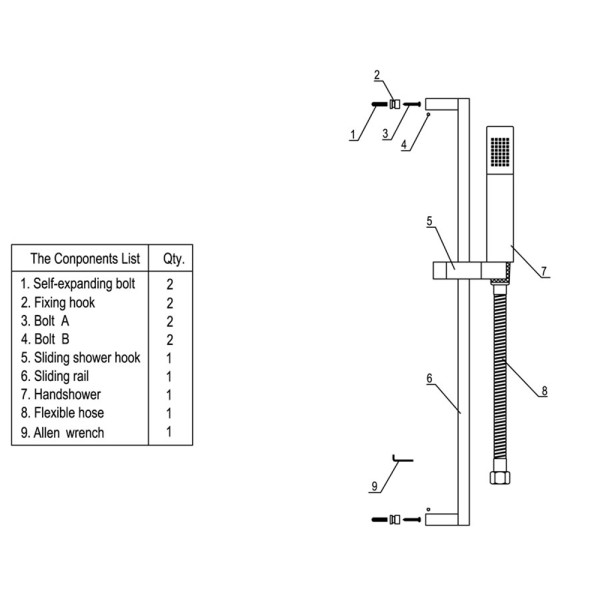 ALFI brand AB7606 Sliding Rail Hand Shower Set in Polished or Brushed