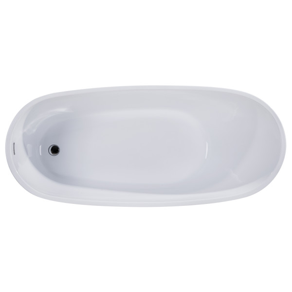 ALFI brand AB8826 68 Inch White Oval Acrylic Free Standing Soaking Bathtub