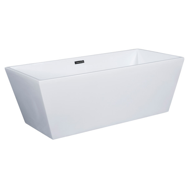 ALFI brand AB8833 59 Inch White Rectangular Free Standing Soaking Bathtub