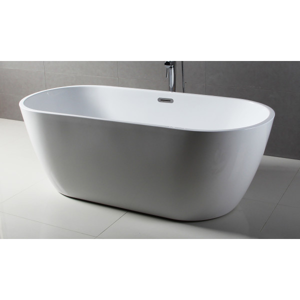 ALFI brand AB8839 67 Inch White Oval Acrylic Free Standing Soaking Bathtub