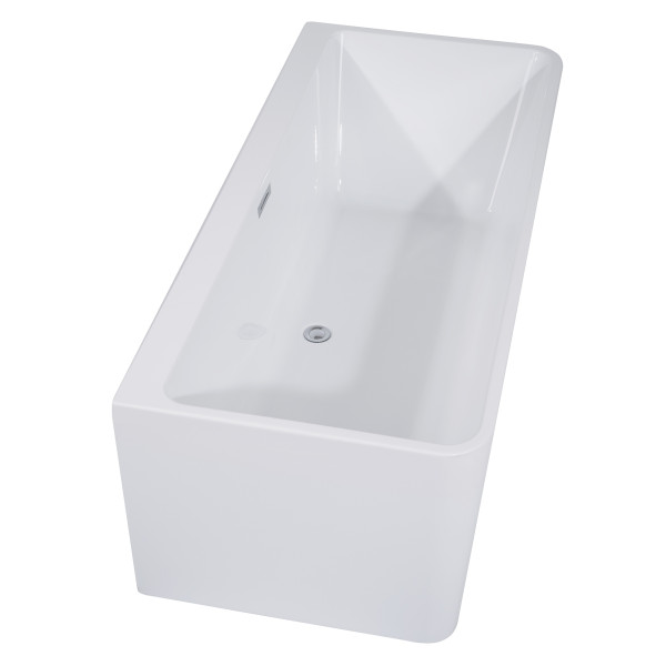 ALFI brand AB8858 59 Inch White Rectangular Acrylic Free Standing Bathtub