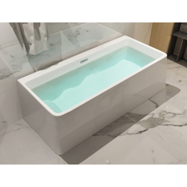 ALFI brand AB8858 59 Inch White Rectangular Acrylic Free Standing Bathtub
