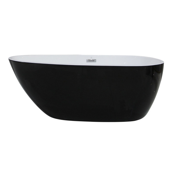 ALFI brand AB8862 59 Inch Black & White Oval Free Standing Soaking Bathtub