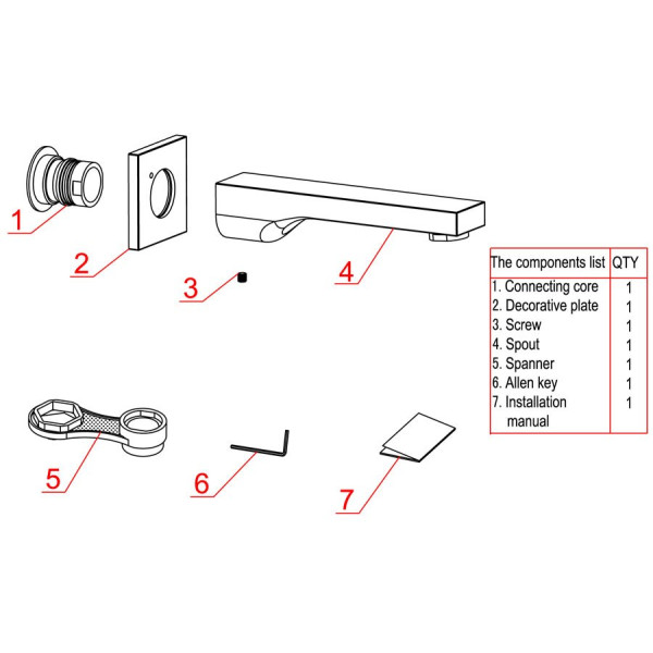 ALFI brand AB9201 Square Tub Filler Bathroom Spout Polished or Brushed