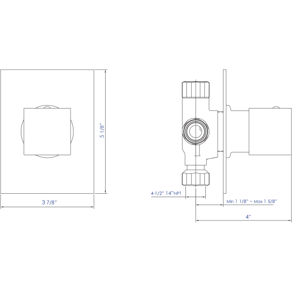 ALFI brand AB9209 Modern Square 3 Way Shower Diverter