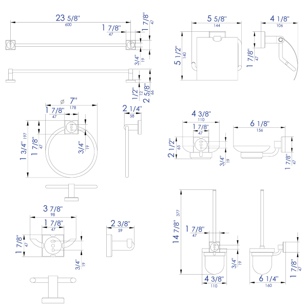 ALFI brand AB9509 6 Piece Matching Bathroom Accessory Set