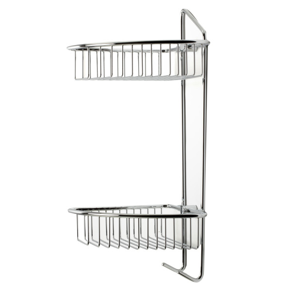 ALFI brand AB9532 Polished Chrome Corner Mounted Double Basket Shower Shelf