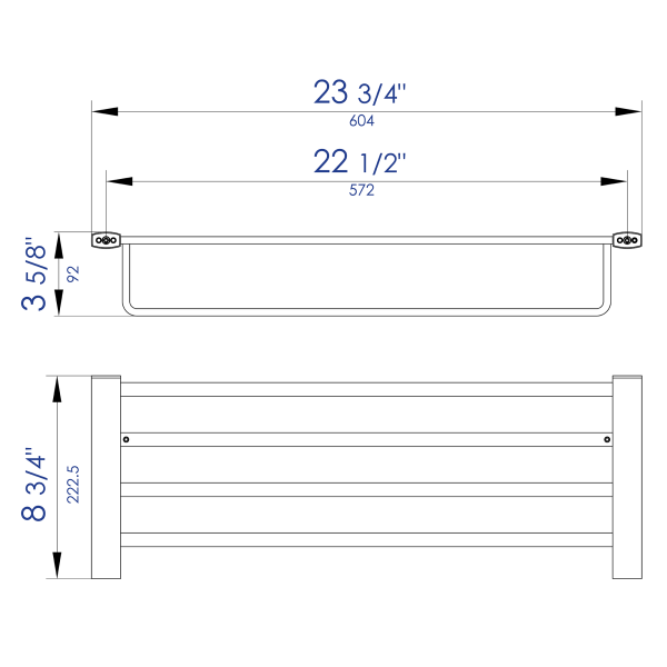ALFI brand AB9539 24" Towel Bar & Shelf Bathroom Accessory