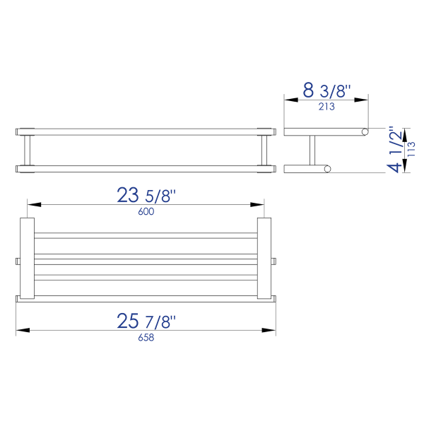 ALFI brand AB9564 26" Towel Bar & Shelf Bathroom Accessory
