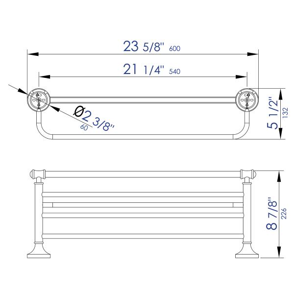 ALFI brand AB9583 Polished Chrome 23" Towel Bar & Shelf Bathroom Accessory