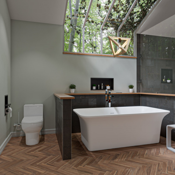 ALFI brand AB9942 67" White Rectangular Solid Surface Smooth Resin Bathtub