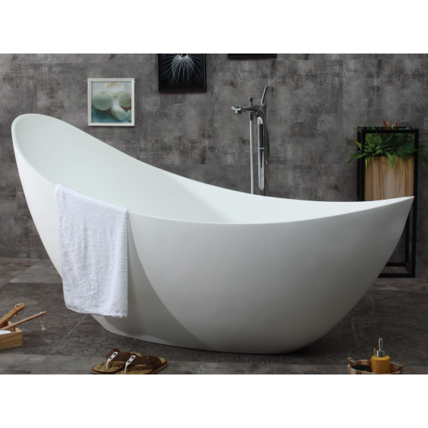 ALFI brand AB9951 73" White Solid Surface Smooth Resin Soaking Slipper tub