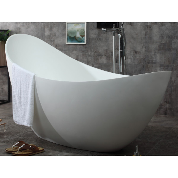 ALFI brand AB9951 73" White Solid Surface Smooth Resin Soaking Slipper tub