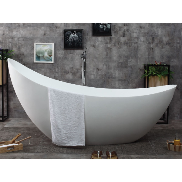 ALFI brand AB9951 73" White Solid Surface Smooth Resin Soaking Slipper tub