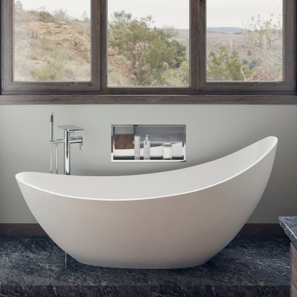 ALFI brand AB9951 73" White Solid Surface Smooth Resin Soaking Slipper tub