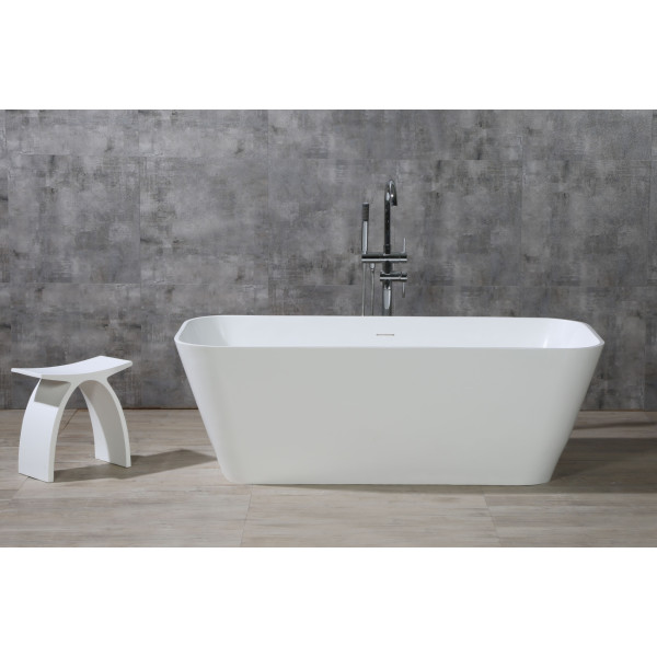 ALFI brand AB9952 67" White Rectangular Solid Surface Smooth Resin Bathtub
