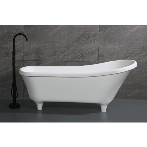 ALFI brand AB9960 67" White Matte Clawfoot Solid Surface Resin Bathtub