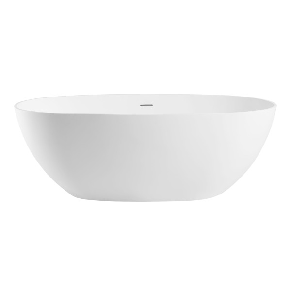 ALFI brand AB9975 59" White Oval Solid Surface Resin Soaking Bathtub
