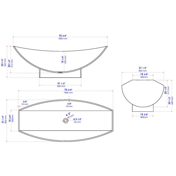 ALFI brand AB9991BM Solid Surface Resin Free Standing Hammock Style Bathtub