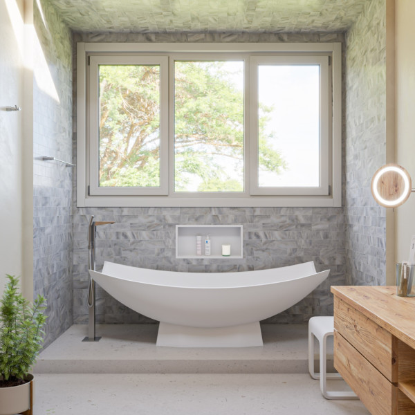 ALFI brand AB9992 Solid Surface Resin Free Standing Hammock Style Bathtub