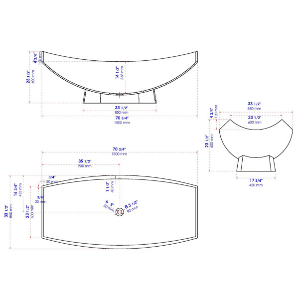 ALFI brand AB9992 Solid Surface Resin Free Standing Hammock Style Bathtub