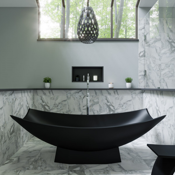 ALFI brand AB9992BM Solid Surface Resin Free Standing Hammock Style Bathtub