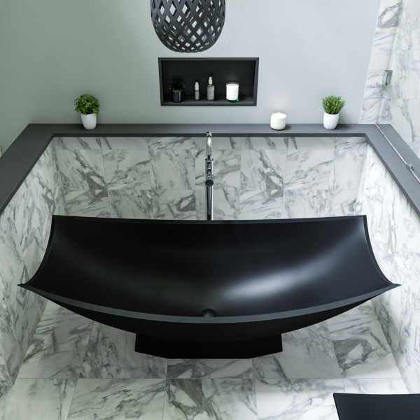 ALFI brand AB9992BM Solid Surface Resin Free Standing Hammock Style Bathtub