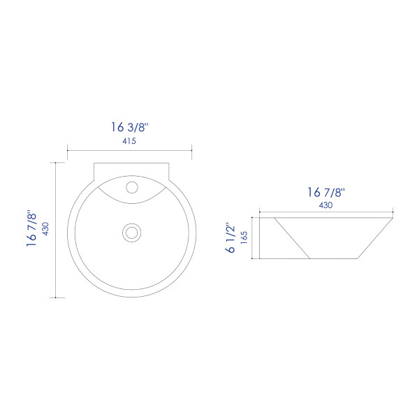 ALFI brand ABC113 White 17" Round Wall Mounted Ceramic Sink with Faucet Hole