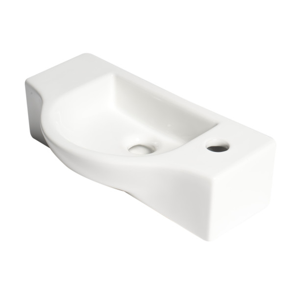 ALFI brand ABC114 White 18" Small Wall Mounted Ceramic Sink with Faucet Hole