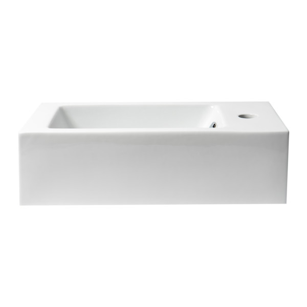 ALFI brand ABC116 White 20" Rectangular Wall Mounted Ceramic Sink w Faucet Hole