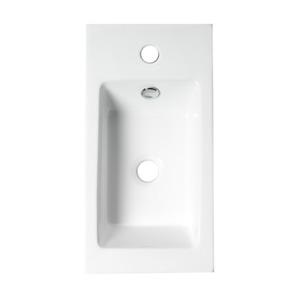 ALFI brand ABC116 White 20" Rectangular Wall Mounted Ceramic Sink w Faucet Hole