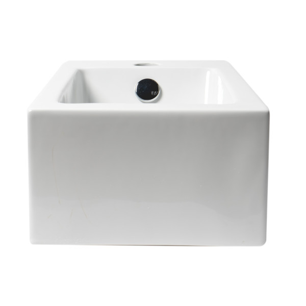 ALFI brand ABC116 White 20" Rectangular Wall Mounted Ceramic Sink w Faucet Hole