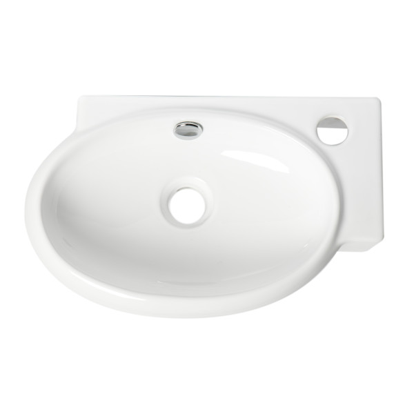 ALFI brand ABC117 White 17" Small Wall Mounted Ceramic Sink with Faucet Hole