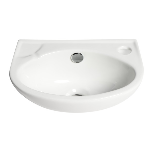 ALFI brand ABC118 White 14" Small Wall Mounted Ceramic Sink with Faucet Hole